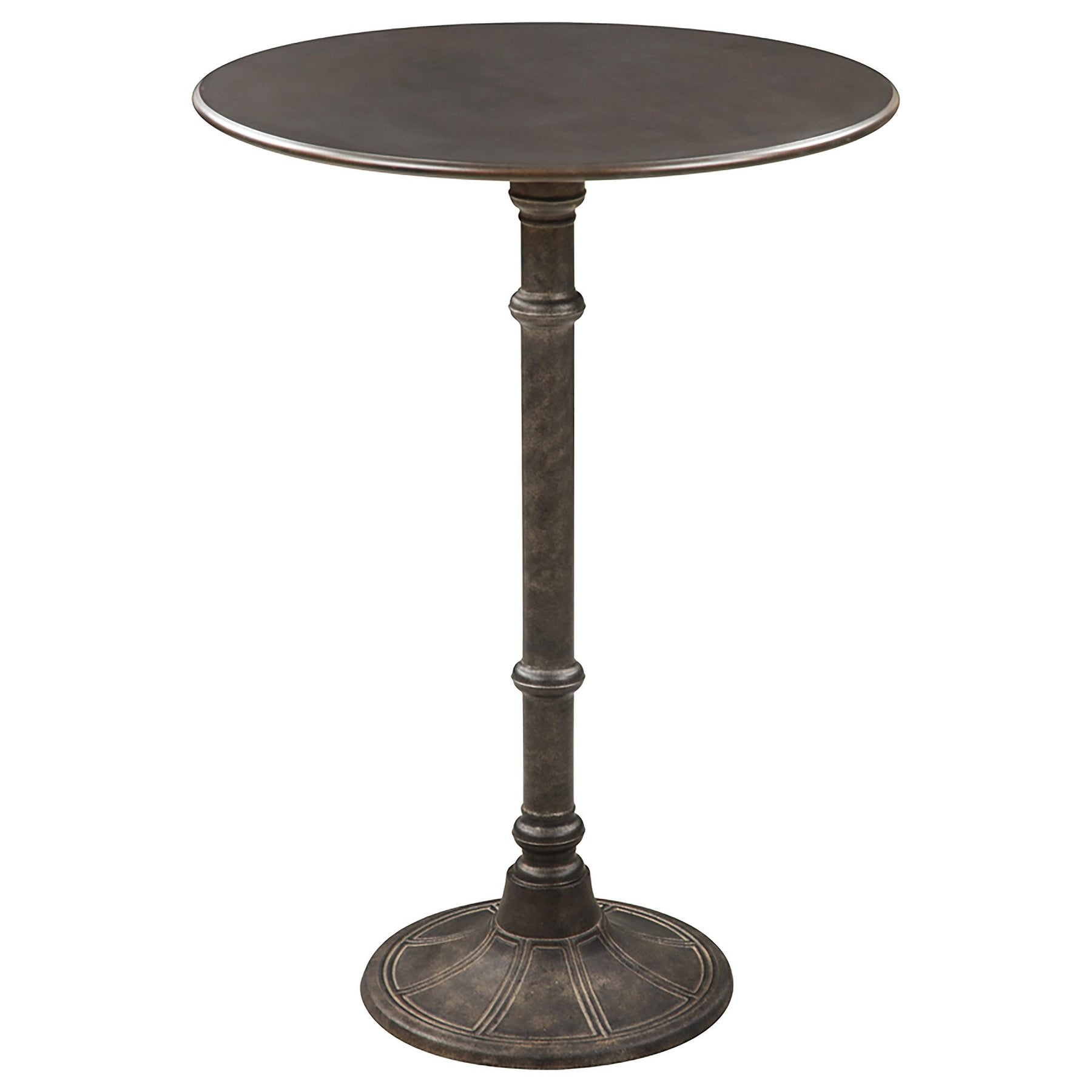 Oswego Round Bar Table Dark Russet and Antique Bronze Half Price Furniture