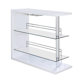 Prescott Rectangular 2-shelf Bar Unit Glossy White Half Price Furniture