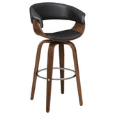 Zion Upholstered Swivel Bar Stool Walnut and Black Half Price Furniture