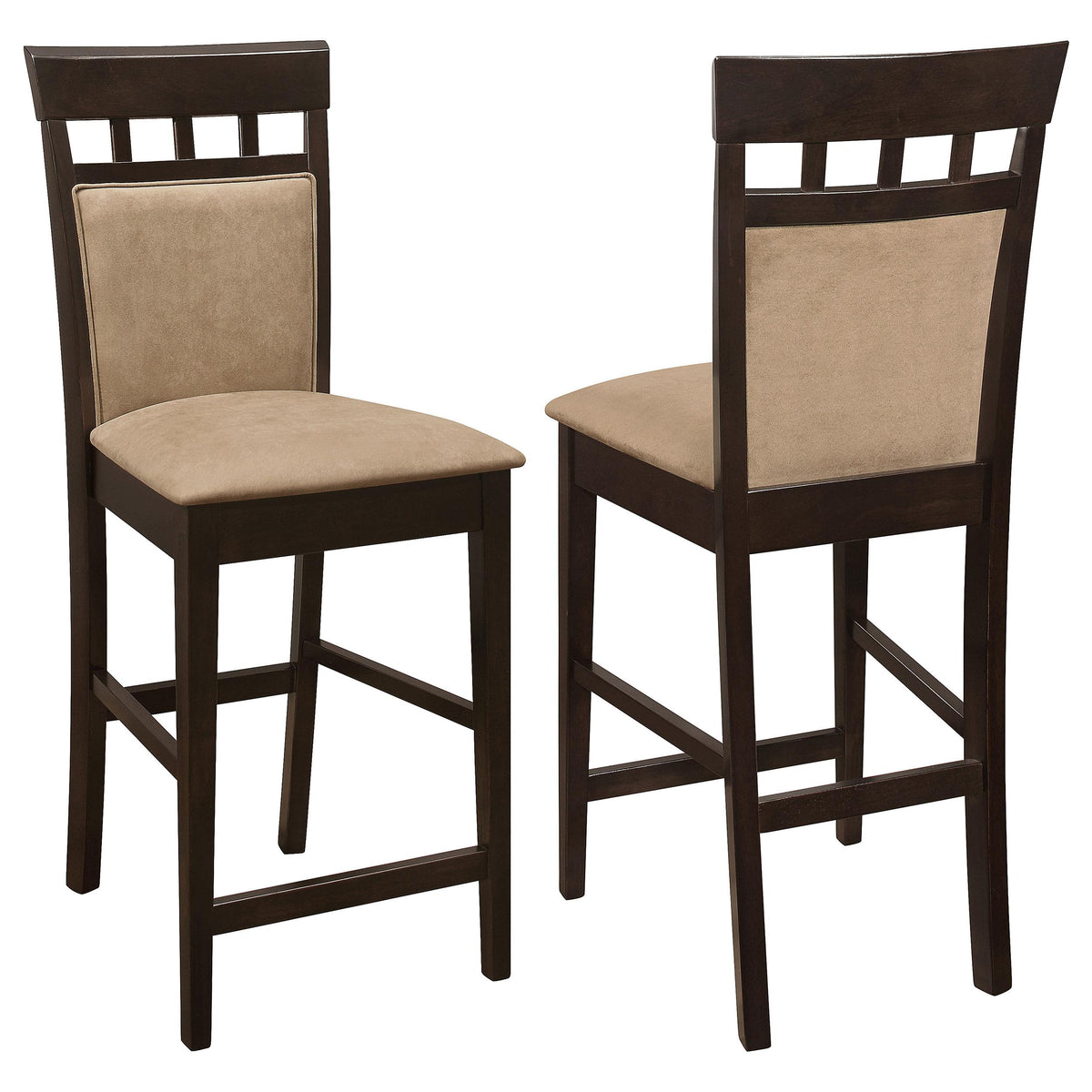 Gabriel Upholstered Counter Height Stools Cappuccino and Beige (Set of 2) Half Price Furniture