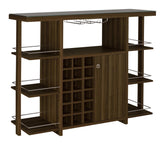 Evelio Bar Unit with Wine Bottle Storage Walnut Half Price Furniture