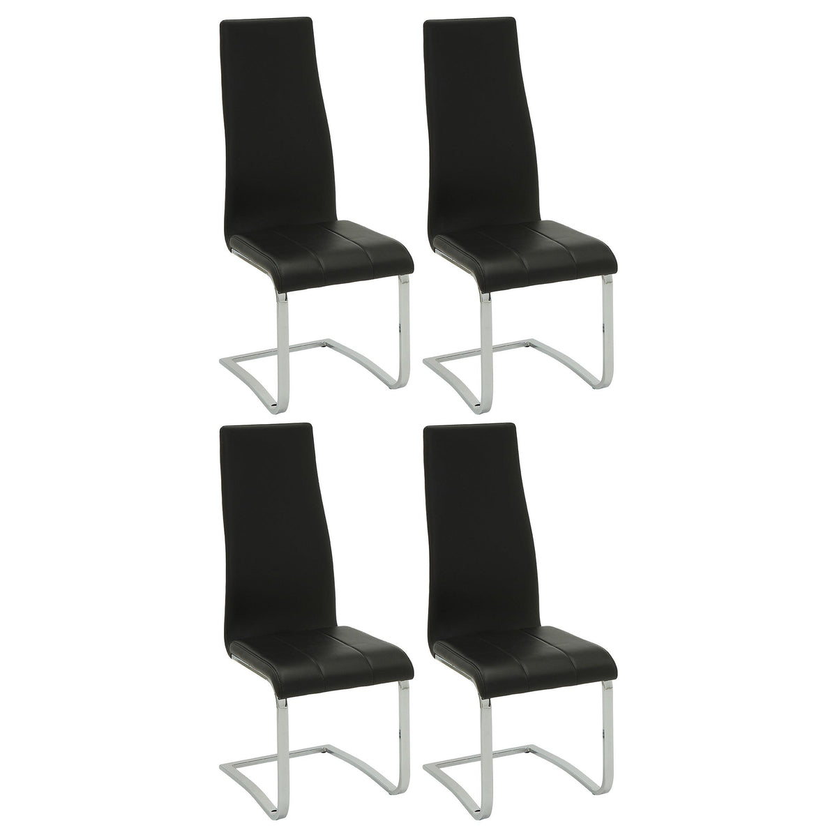 Montclair High Back Dining Chairs Black and Chrome (Set of 4)  Half Price Furniture