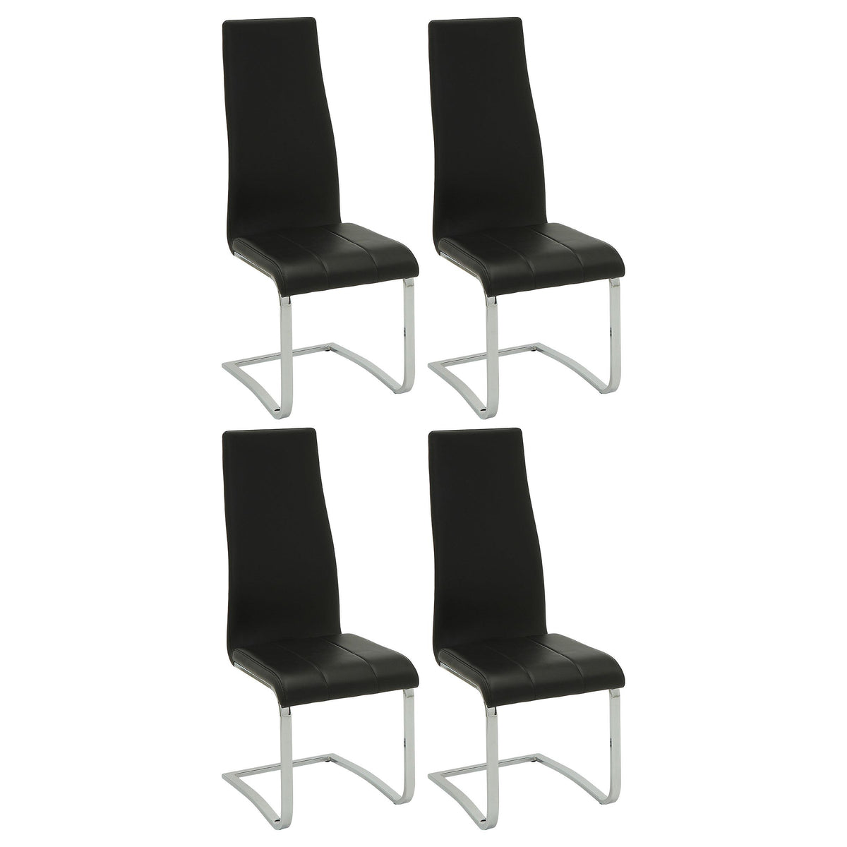 Montclair High Back Dining Chairs Black and Chrome (Set of 4) Half Price Furniture