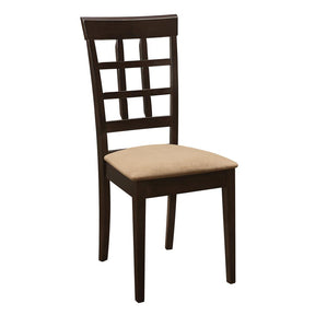 Gabriel Lattice Back Side Chairs Cappuccino and Tan (Set of 2) Half Price Furniture