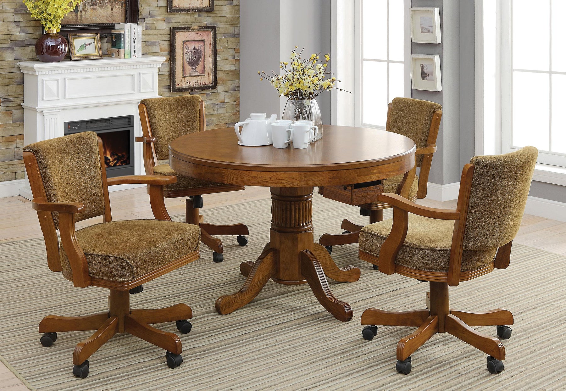 Mitchell 5-piece Game Table Set Amber and Brown Half Price Furniture