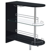 Adolfo 3-tier Bar Table Glossy Black and Clear Half Price Furniture