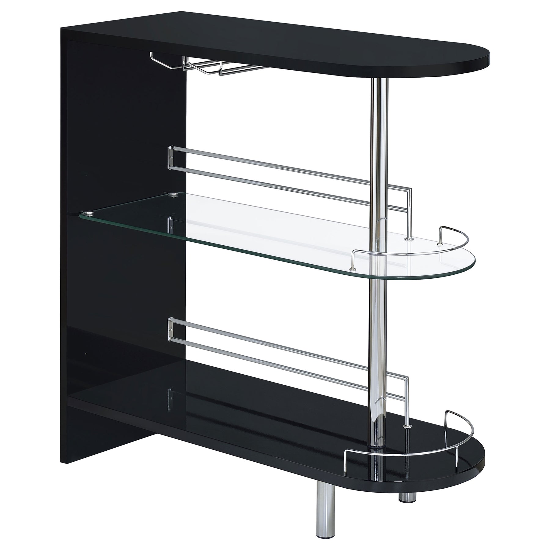 Adolfo 3-tier Bar Table Glossy Black and Clear Half Price Furniture