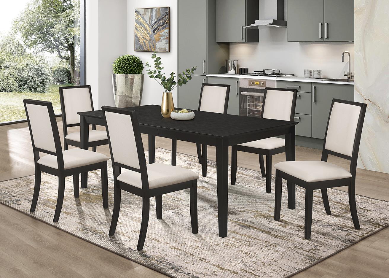 Louise 5-piece Dining Set Black and Cream Half Price Furniture