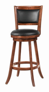 Broxton Upholstered Swivel Bar Stools Chestnut and Black (Set of 2) Half Price Furniture