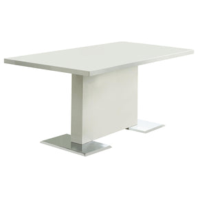 Anges T-shaped Pedestal Dining Table Glossy White Half Price Furniture