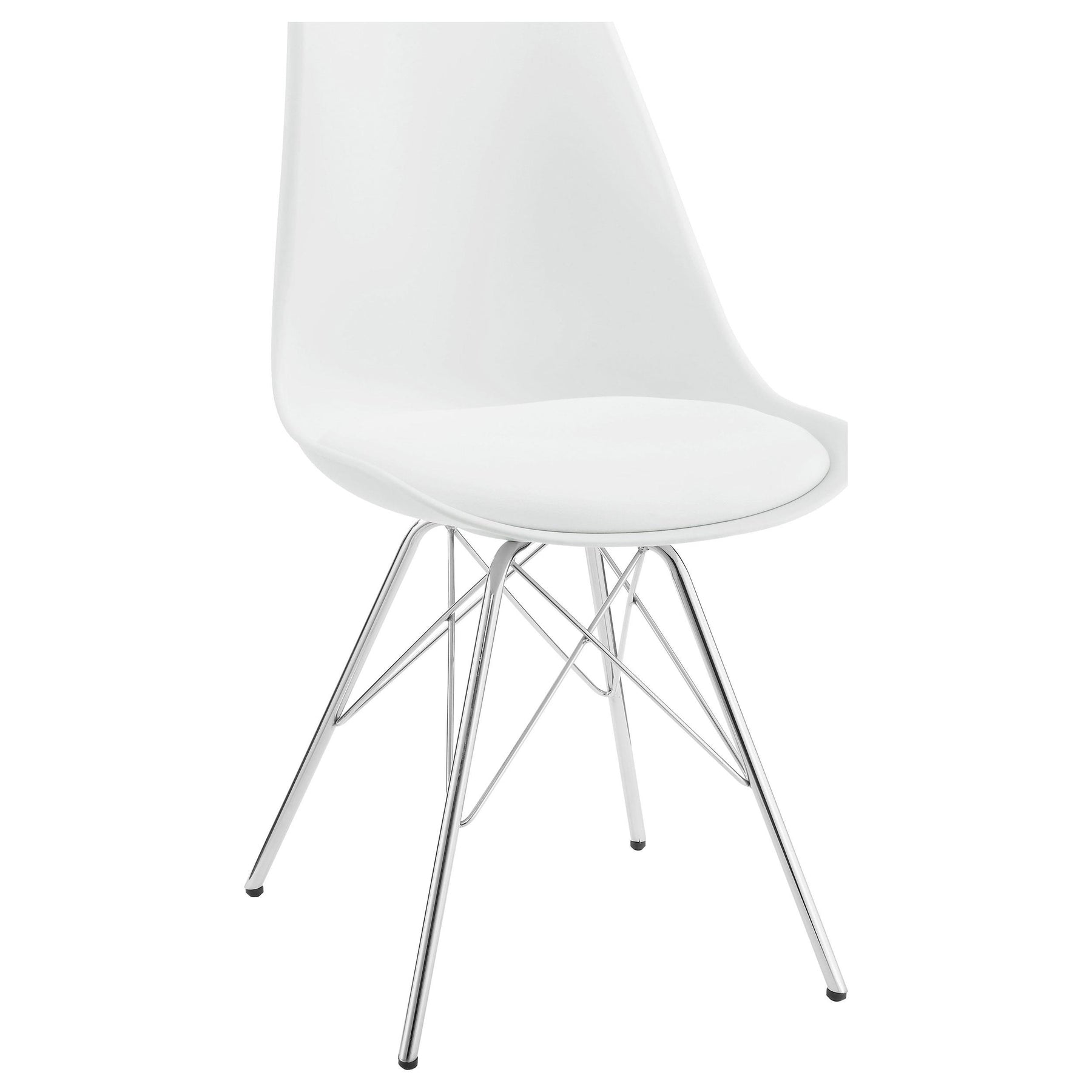 Juniper Armless Dining Chairs White and Chrome (Set of 2) Half Price Furniture