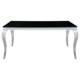 Carone Rectangular Dining Table Chrome and Black  Half Price Furniture