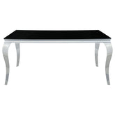 Carone Rectangular Dining Table Chrome and Black Half Price Furniture