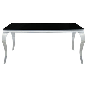 Carone Rectangular Dining Table Chrome and Black Half Price Furniture