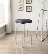 Gervase Square Bar Stool Black and Chrome Half Price Furniture