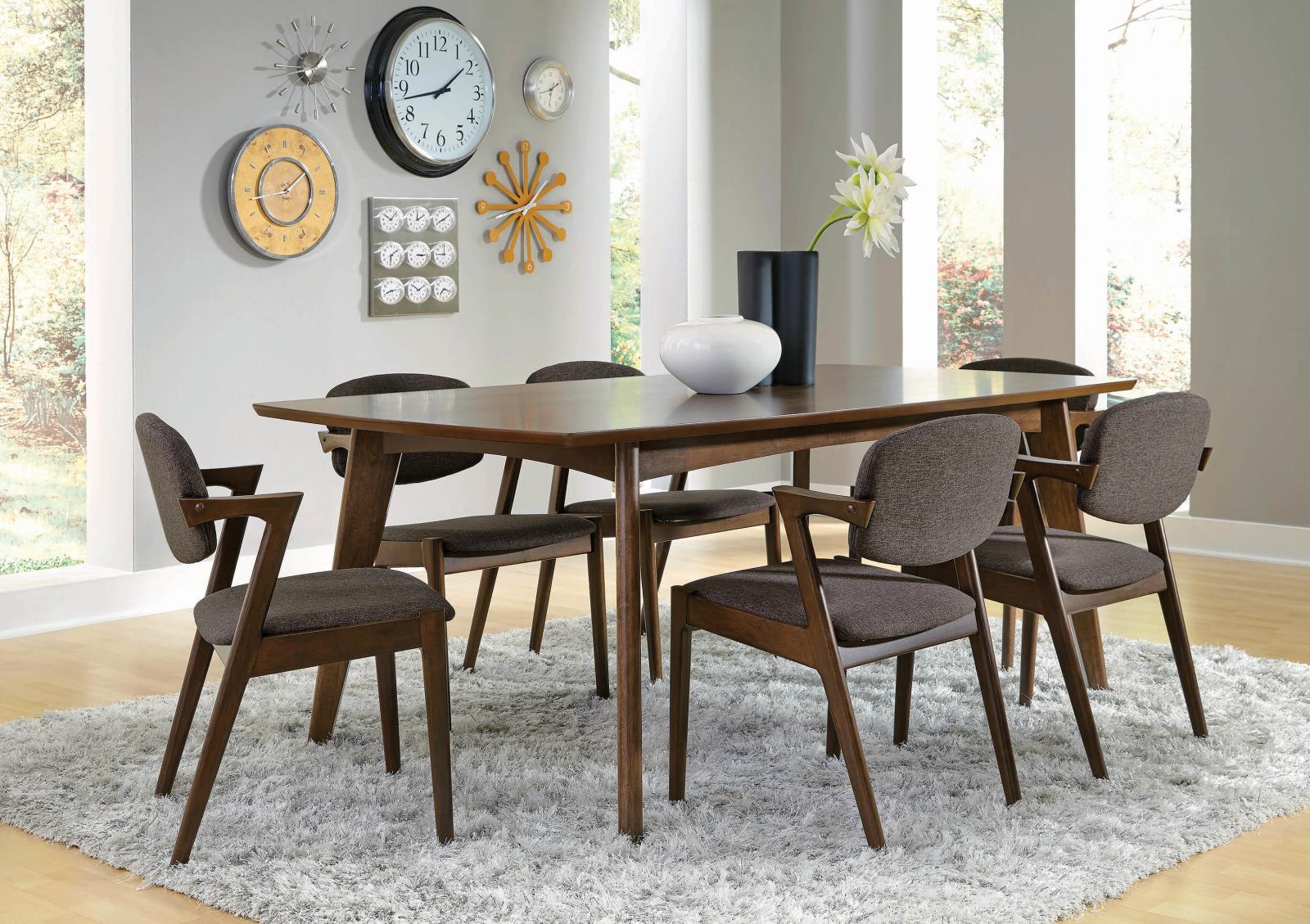 Malone 7-piece Rectangular Dining Set Dark Walnut and Grey Half Price Furniture