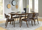 Malone 7-piece Rectangular Dining Set Dark Walnut and Grey Half Price Furniture