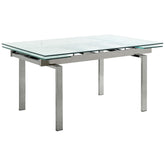 Wexford Glass Top Dining Table with Extension Leaves Chrome Half Price Furniture