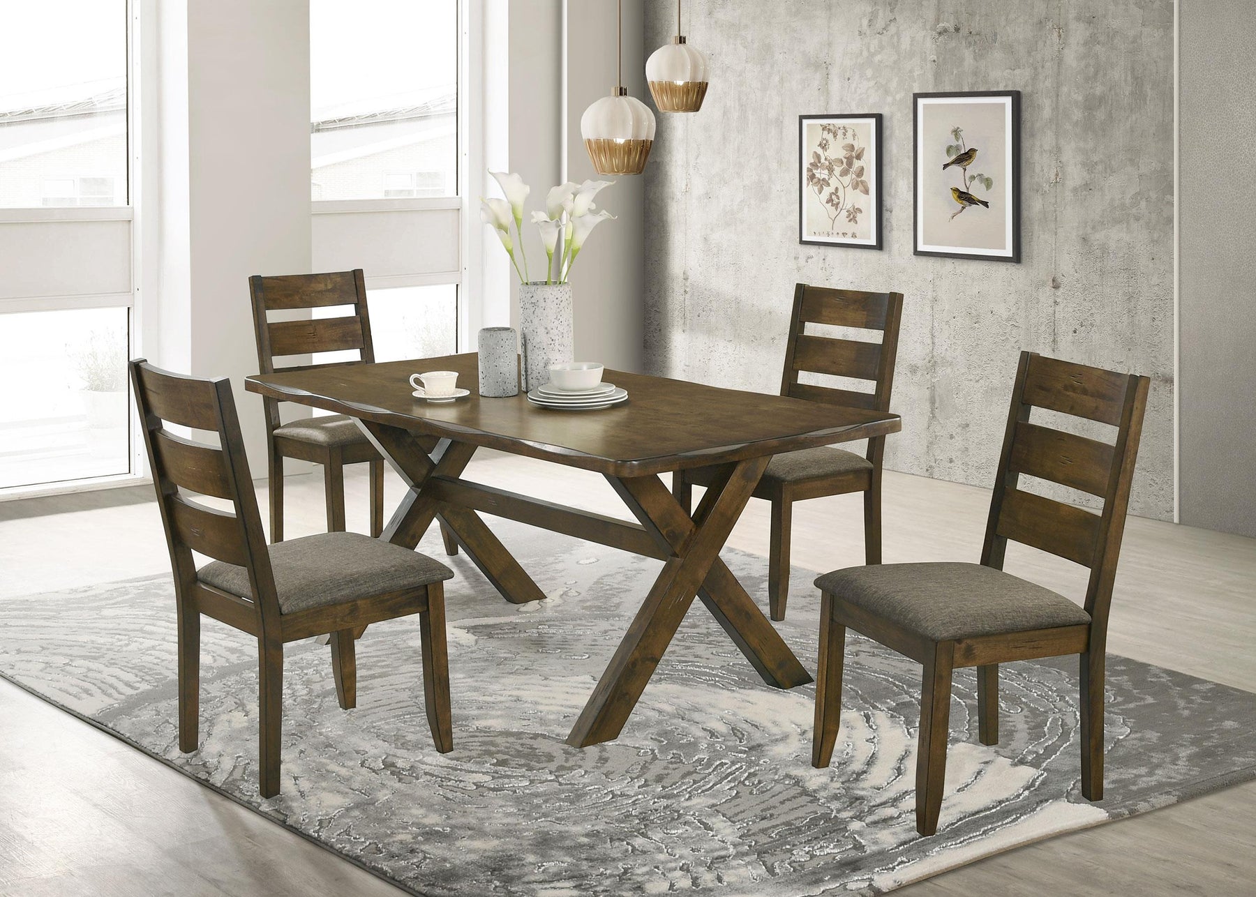 Alston Dining Room Set Knotty Nutmeg and Grey Half Price Furniture