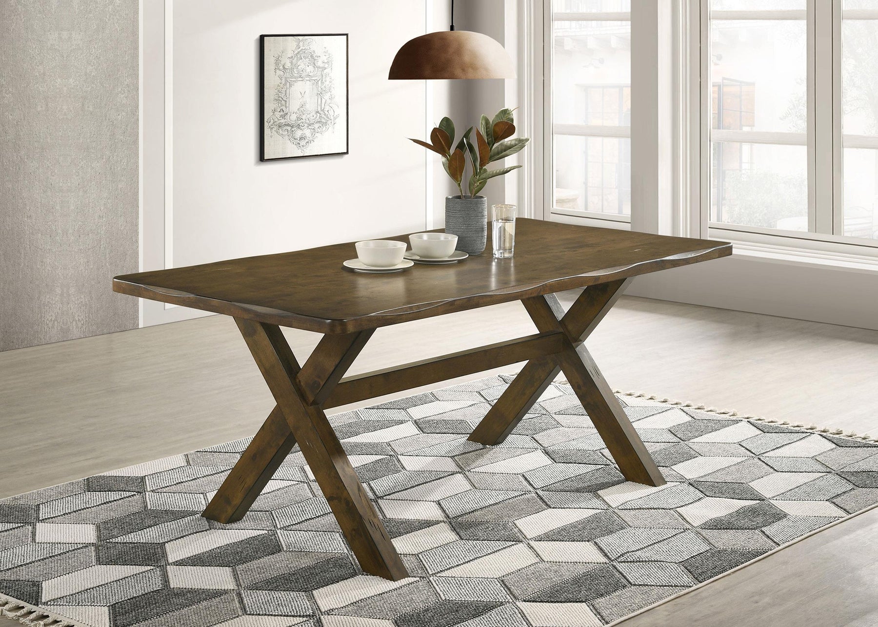 Alston X-shaped Dining Table Knotty Nutmeg Half Price Furniture