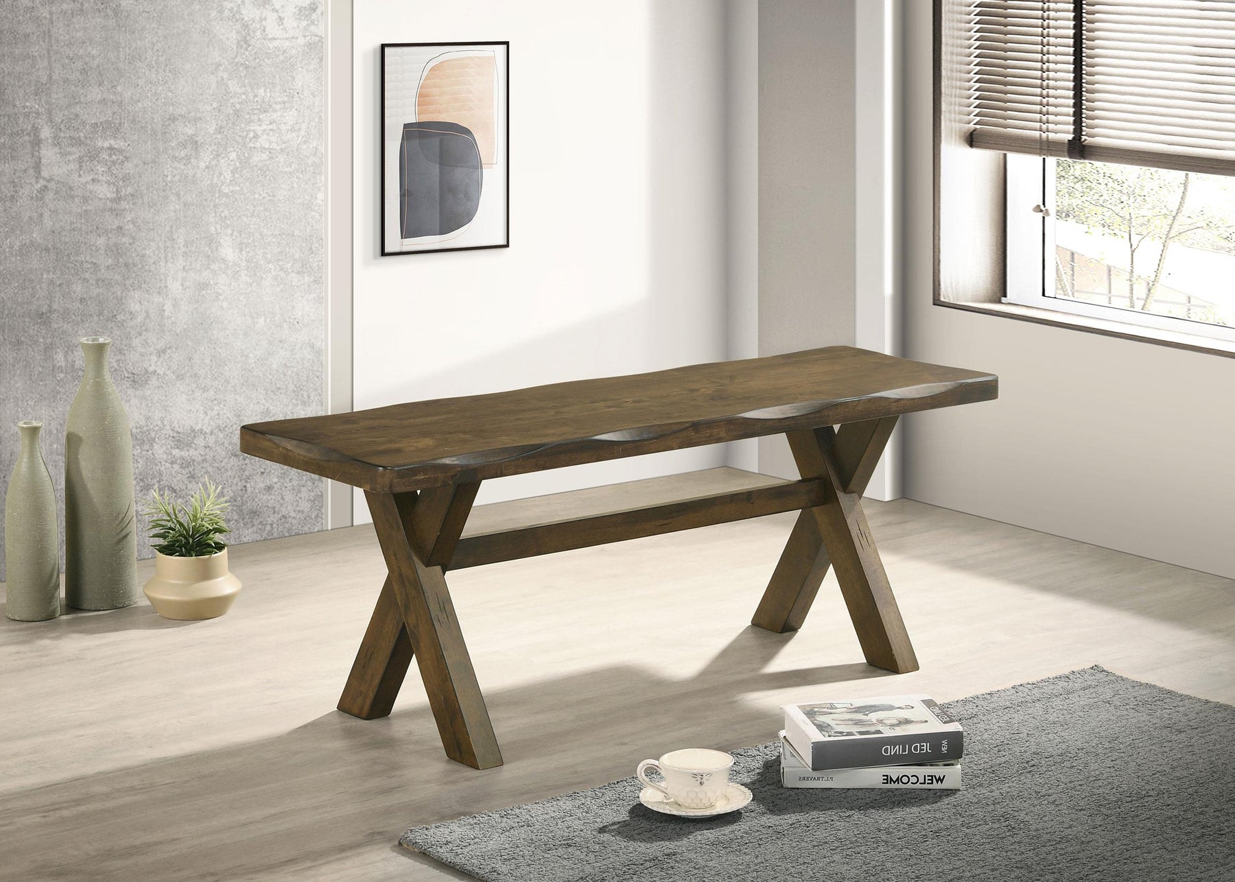 Alston X-shaped Dining Bench Knotty Nutmeg Half Price Furniture