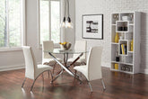 Beckham 5-piece Round Dining Set Chrome and White Half Price Furniture