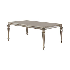 Bling Game Rectangular Dining Table with Leaf Metallic Platinum Half Price Furniture