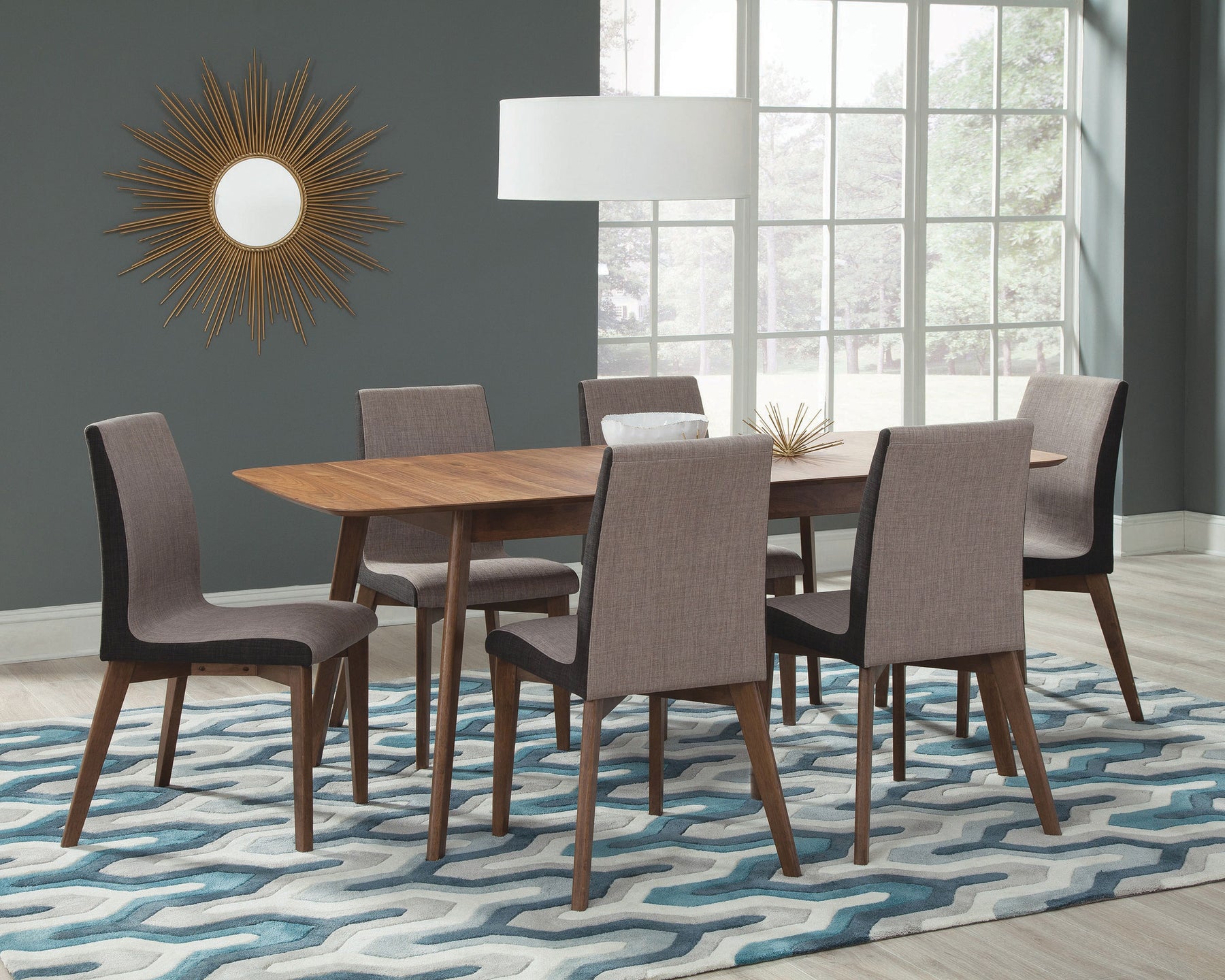 Redbridge 7-piece Dining Room Set Natural Walnut and Grey  Half Price Furniture