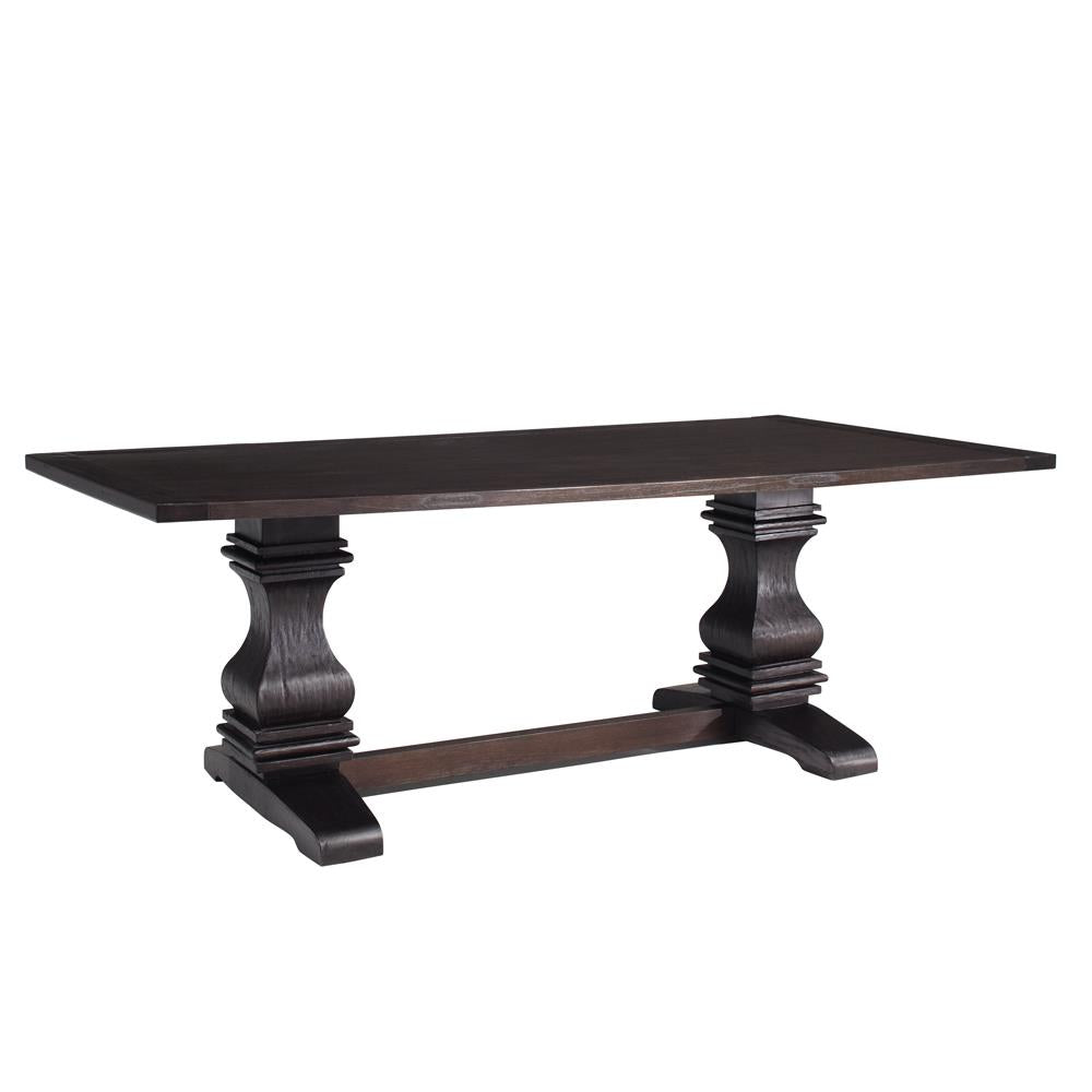 Parkins Double Pedestals Dining Table Rustic Espresso  Half Price Furniture