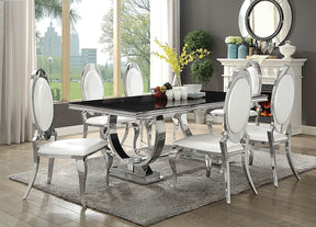 Antoine Rectangular Dining Set Chrome and Grey - Half Price Furniture