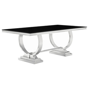 Antoine Rectangular Dining Table Chrome and Black Half Price Furniture