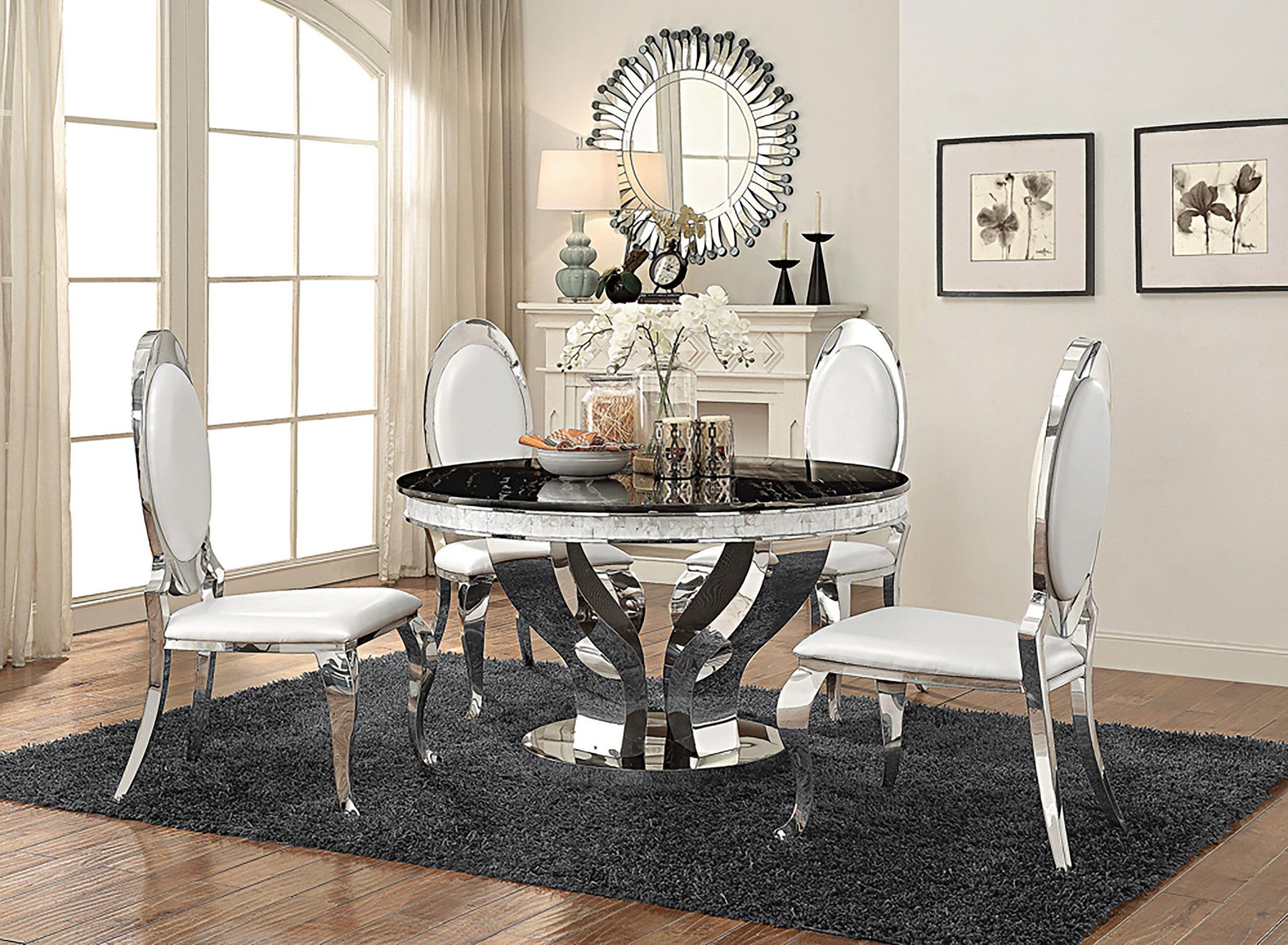 Anchorage 5-piece Round Dining Set Chrome Half Price Furniture