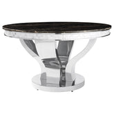 Anchorage Round Dining Table Chrome and Black Half Price Furniture