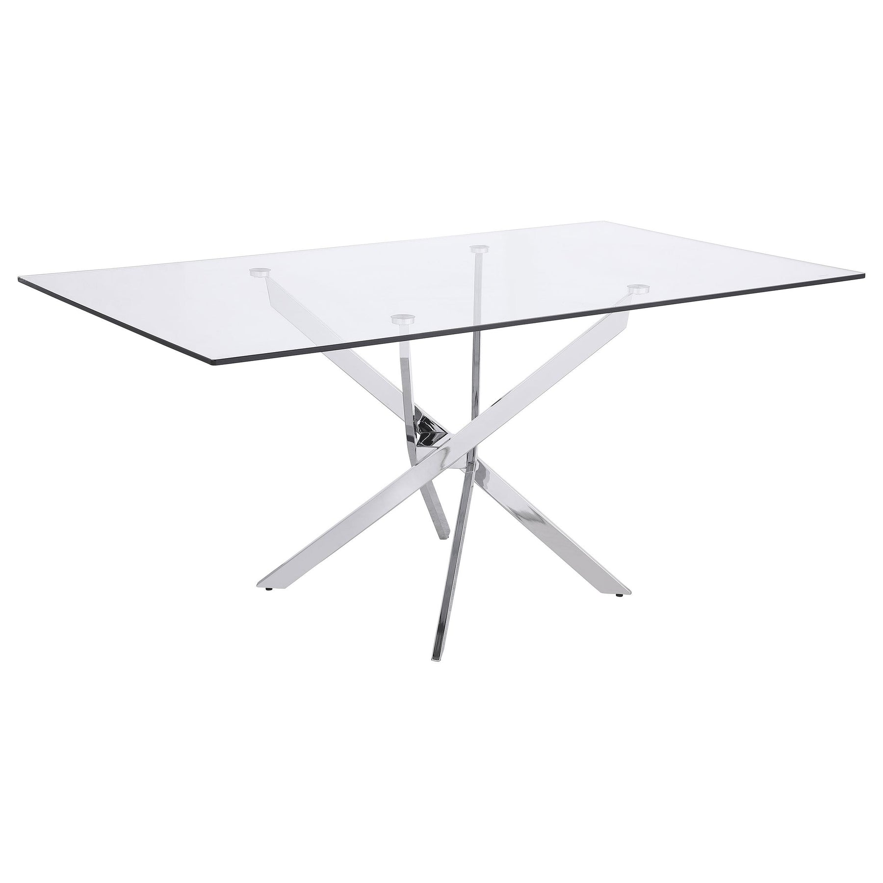 Carmelo X-shaped Dining Table Chrome and Clear Half Price Furniture