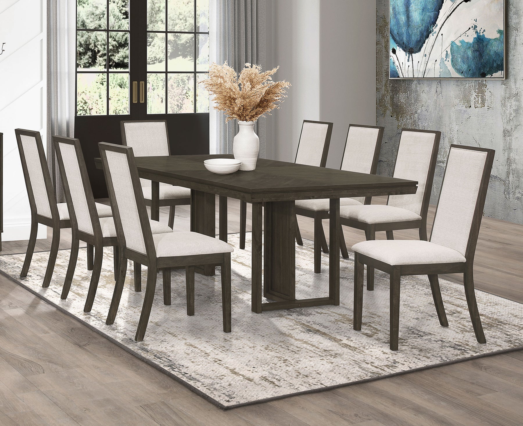 Kelly Rectangular Dining Table Set Beige and Dark Grey - Dining Room Set - Half Price Furniture