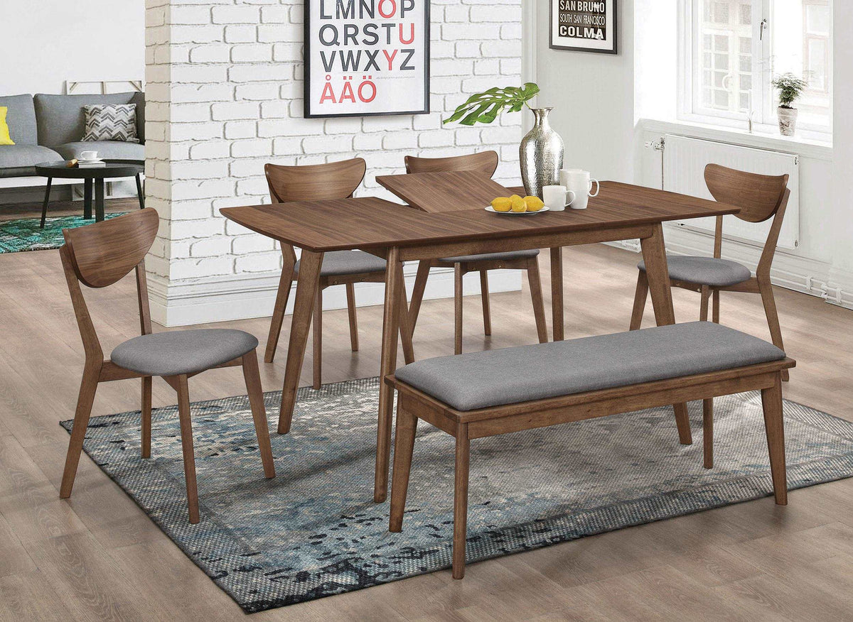 Alfredo 6-Piece Dining Room Set Natural Walnut and Grey Half Price Furniture