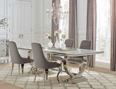 Antoine Rectangular Dining Set Chrome and Grey Half Price Furniture