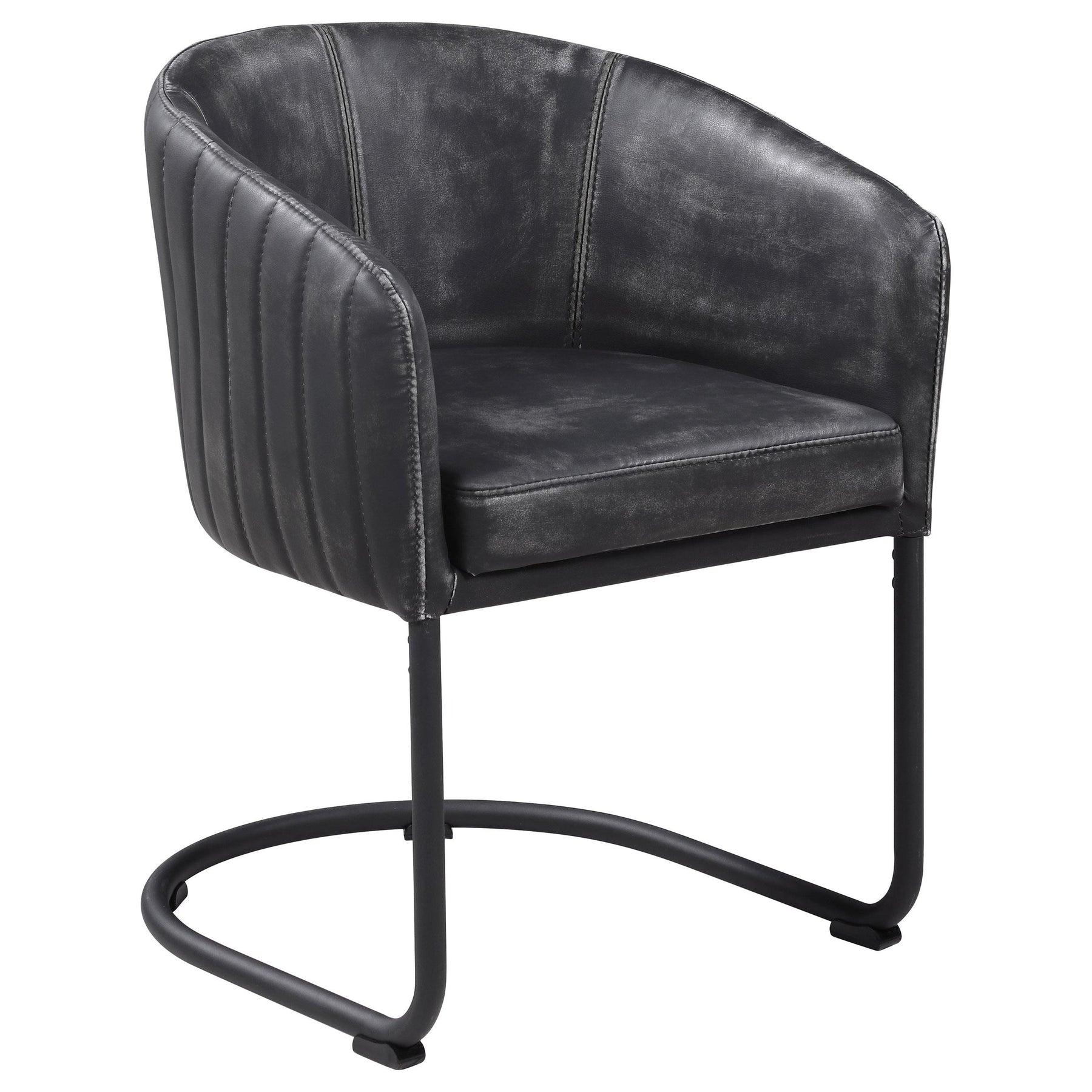 Banner Upholstered Dining Chair Anthracite and Matte Black Half Price Furniture