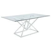 Beaufort Rectangle Glass Top Dining Table Chrome Half Price Furniture