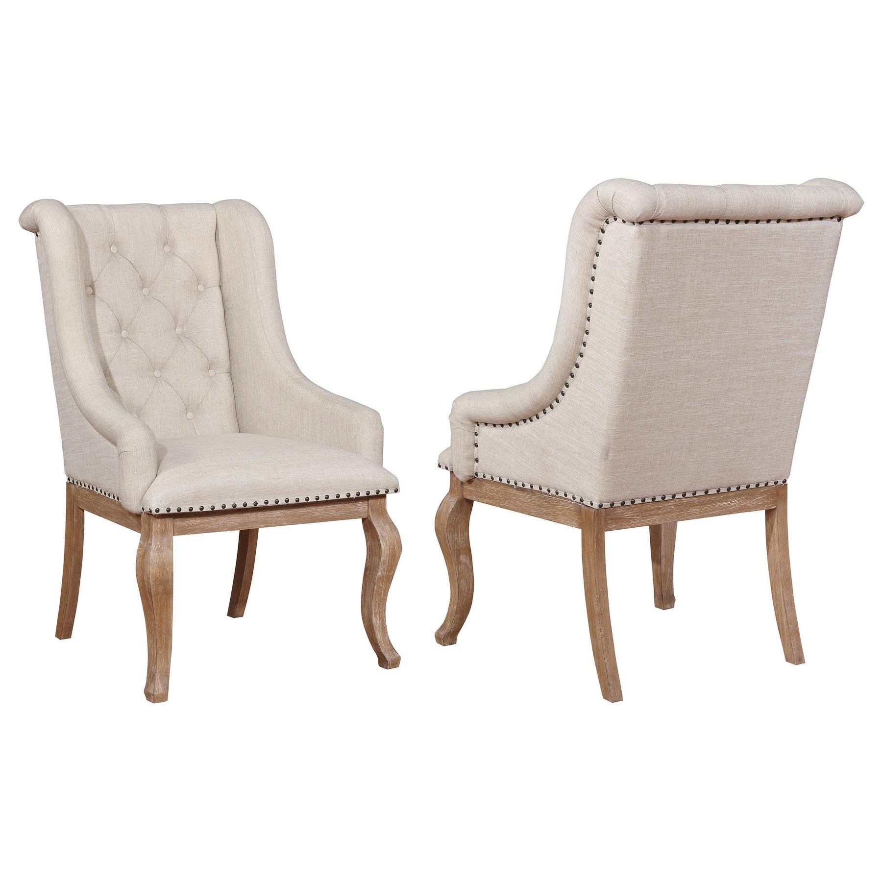 Brockway Tufted Arm Chairs Cream and Barley Brown (Set of 2) Half Price Furniture