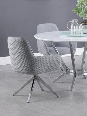 Abby Flare Arm Side Chair Light Grey and Chrome Half Price Furniture