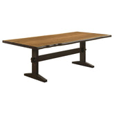 Bexley Live Edge Trestle Dining Table Natural Honey and Espresso Half Price Furniture