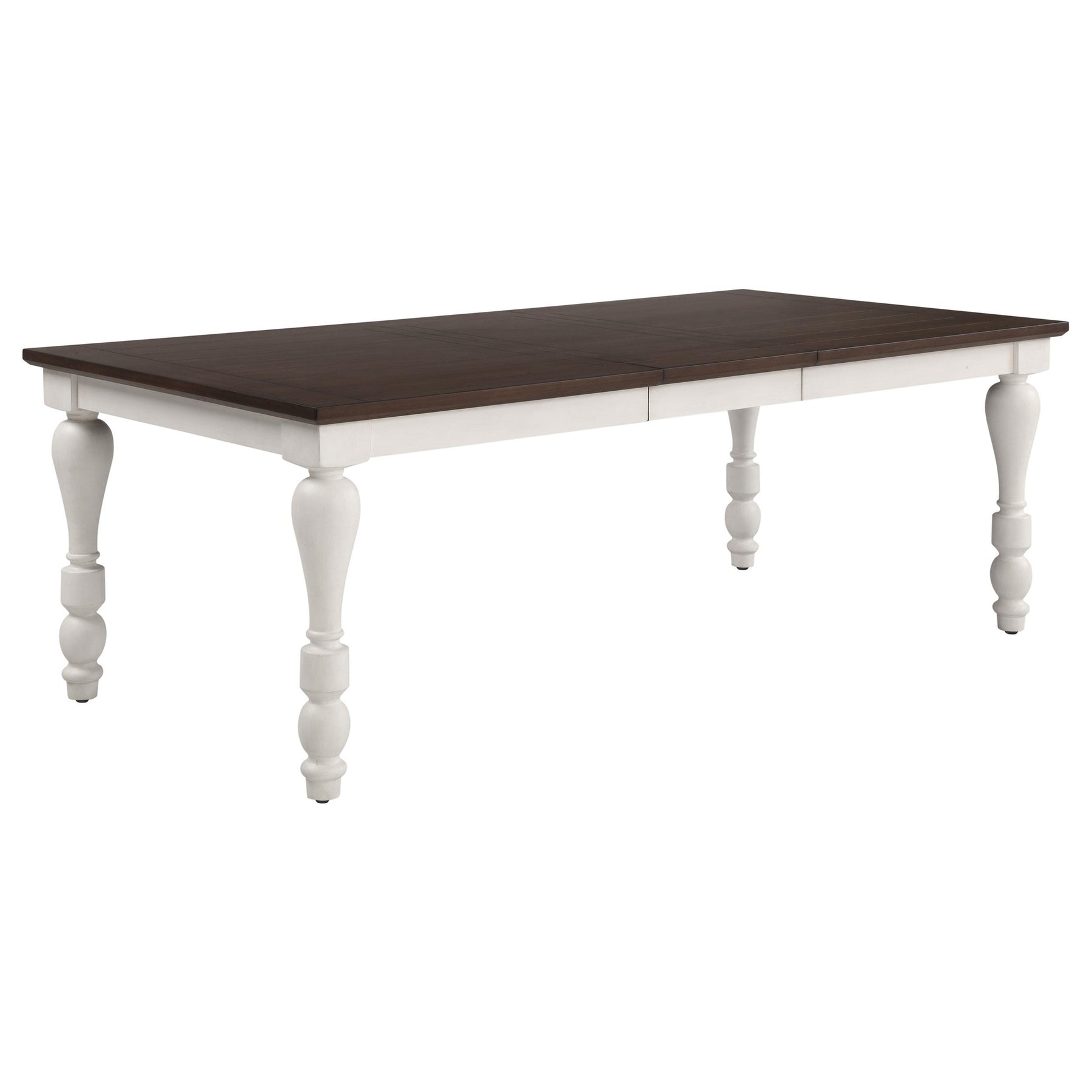 Madelyn Dining Table with Extension Leaf Dark Cocoa and Coastal White Half Price Furniture