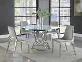 Irene 5-piece Round Glass Top Dining Set White and Chrome  Half Price Furniture