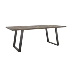 Misty Sled Leg Dining Table Grey Sheesham and Gunmetal Half Price Furniture