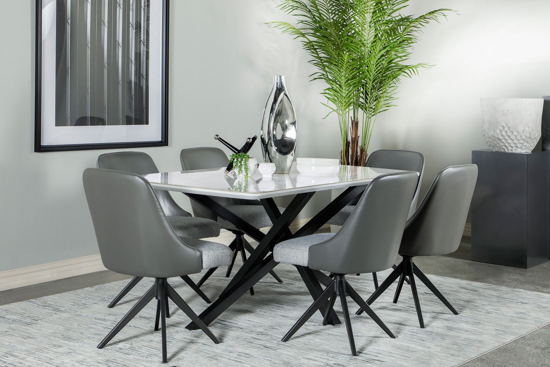 Paulita 7-piece Rectangular Dining Set White and Grey Half Price Furniture