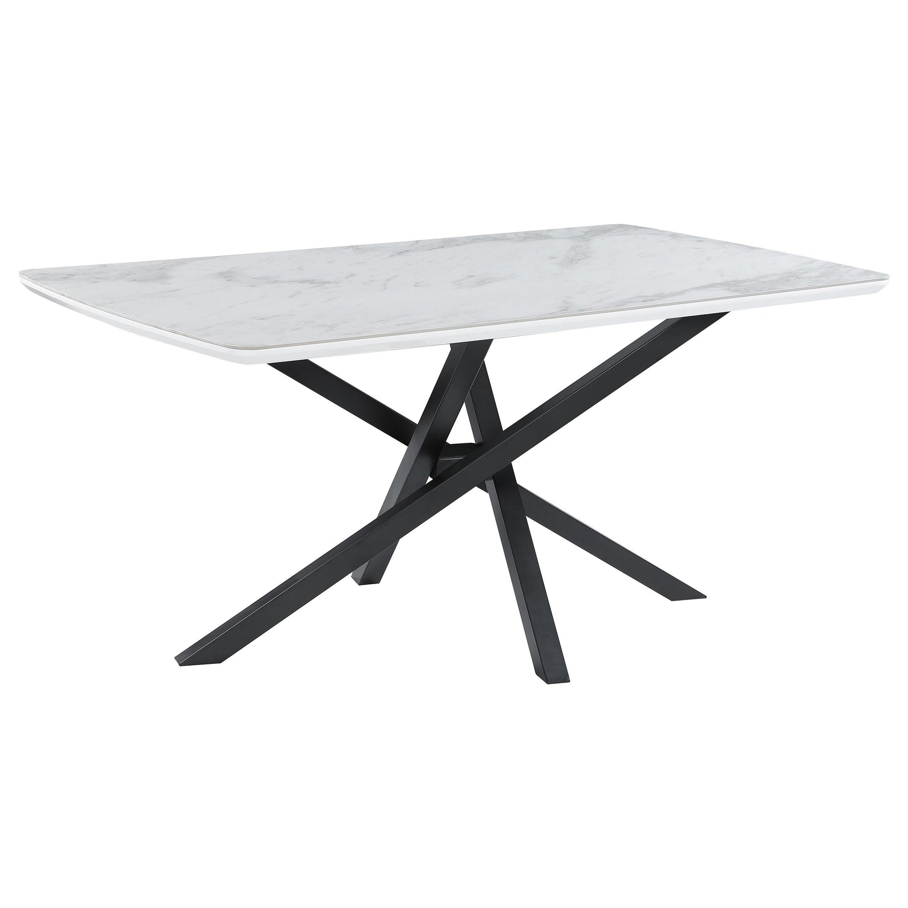 Paulita Rectangular Dining Table White and Gunmetal Half Price Furniture