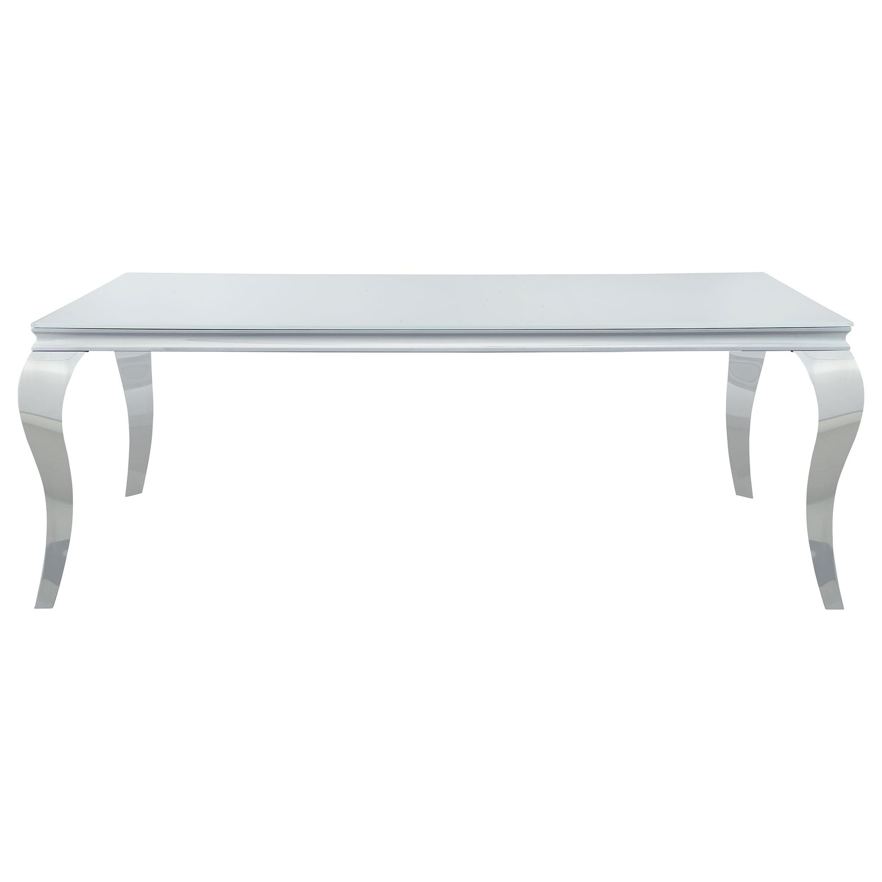 Carone Rectangular Glass Top Dining Table White and Chrome Half Price Furniture