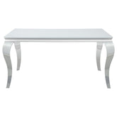 Carone Rectangular Glass Top Dining Table White and Chrome Half Price Furniture