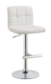 Lenny Adjustable Bar Stools Chrome and White (Set of 2) Half Price Furniture